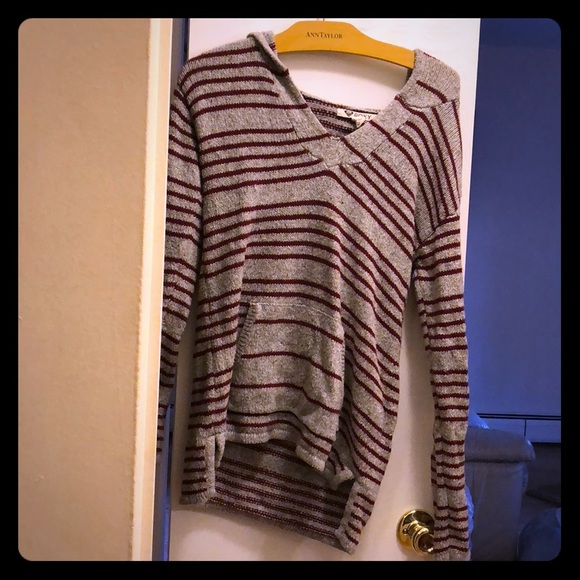 ROXY Grey Striped Sweater-Sweatshirt SM - Picture 1 of 4